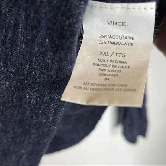 Vince. XXL Women's Midnight Blue Heather Wool/Linen LS Sweater - Picture 3 of 5